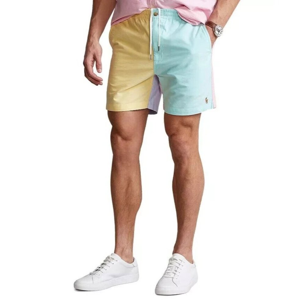 Polo Ralph Lauren Men 2XL Classic Fit 6" Oxford Color Block Elastic Waist Shorts - Picture 4 of 7